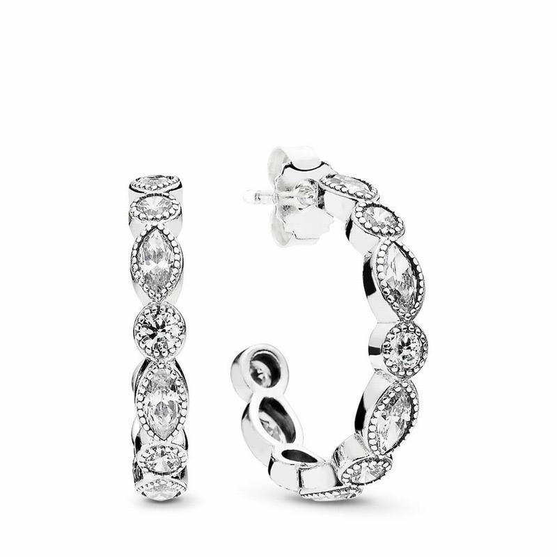 Pandora Alluring Brilliant Marquise Hoop Earrings Silver Egypt RU9813627
